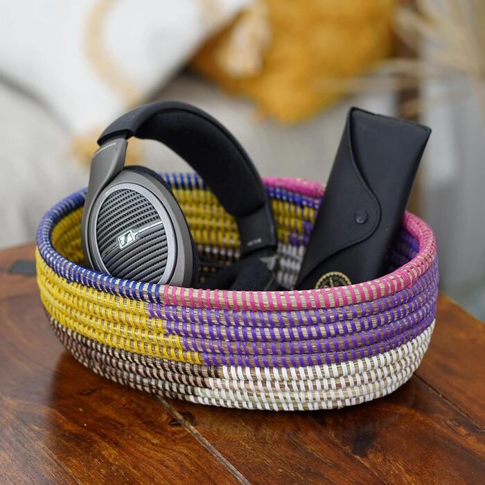 Плетений кошик для зберігання YAADU з кришкою полиця-кошик, хлібниця, органайзер, багатофункціональна полиця-кошик, коробка для зберігання іграшок, косметики, круглий хлібник, модель Yama (різнокольоровий)