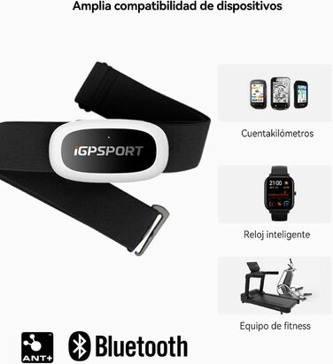 Пульсометр iGPSPORT HR50, Bluetooth та ANT з нагрудним ременем для бігу, їзди на велосипеді, тренажерного залу, сумісний з Garmin Polar Wahoo - чорний