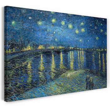 Друковані картини Високоякісна картина на підрамнику (120x80 см) Вінсент Ван Гог - Зоряна ніч над Роною (1888) 120x80 см