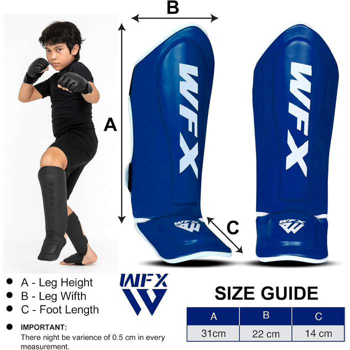 Щитки для гомілок для дітей ММА Муай-тай Кікбоксинг Хлопчики та дівчатка, сині