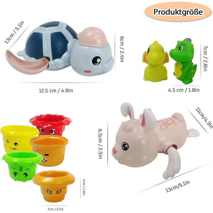 Іграшки для води GizmoVine для дітей, іграшки для ванни для немовлят, іграшка для купання з 9 предметів для малюків від 1 2 3 4 ро