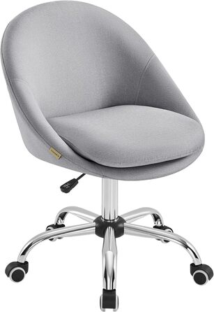 Крісло для домашнього офісу SONGMICS, Туалетне крісло з бавовняно-льонної суміші, Робоче крісло, Пінопластова підкладка, Регульована висота, Для кабінету, Спальня, Голубино-сірий OBG020G01 Сіра бавовняна суміш