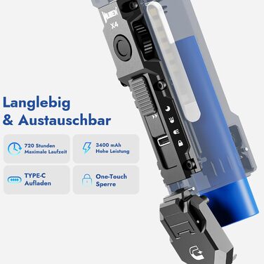 Міні-світлодіодний ліхтарик WUBEN X4 з RGB-підсвіткою, маленький акумуляторний ліхтарик 1500 люмен, тактичний ліхтарик EDC IP68 для кемпінгу, вечірок, надзвичайних ситуацій, чорний