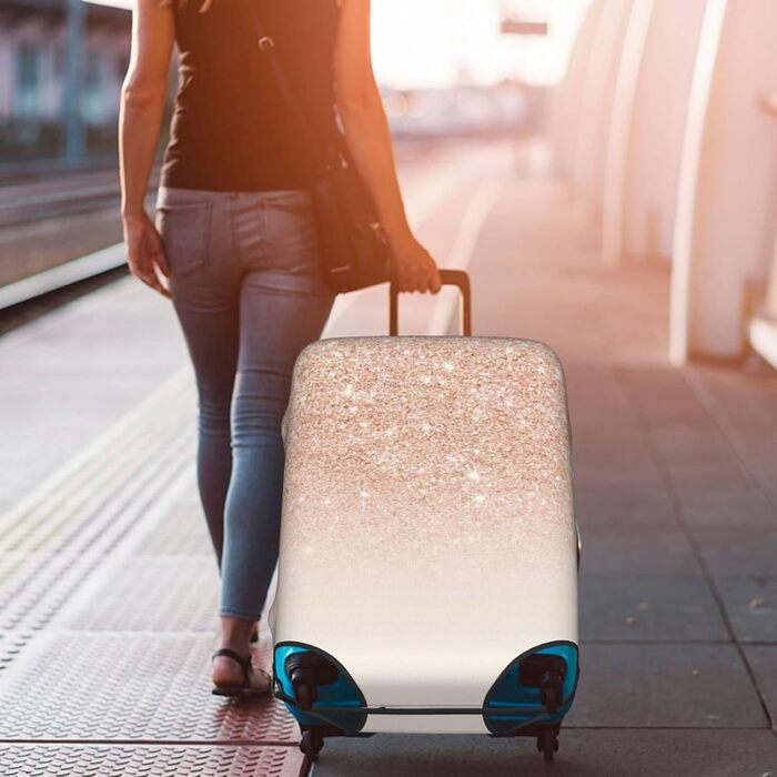 Валіза для подорожей, пилонепроникна, з блискітками, захист багажу, біла, XL