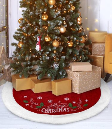 Спідниця для ялинки із візерунком сніжинок та написом "Веселого Різдва" 122 см SOBEAU