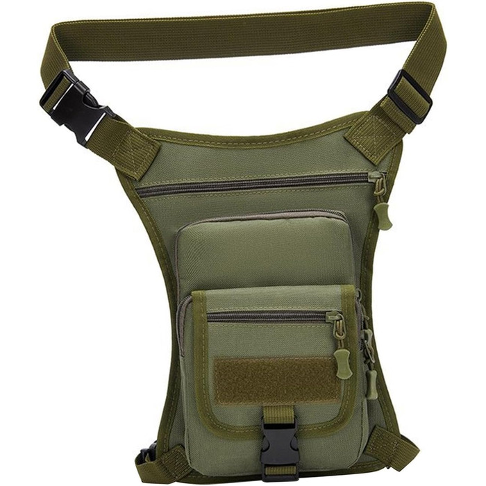 Поясна сумка Fenteer, повсякденна сумка, регульована сумочка, водонепроникна сумка для ніг, сумка для риболовлі для подорожей на природі, для дорослих, суцільно-зелена