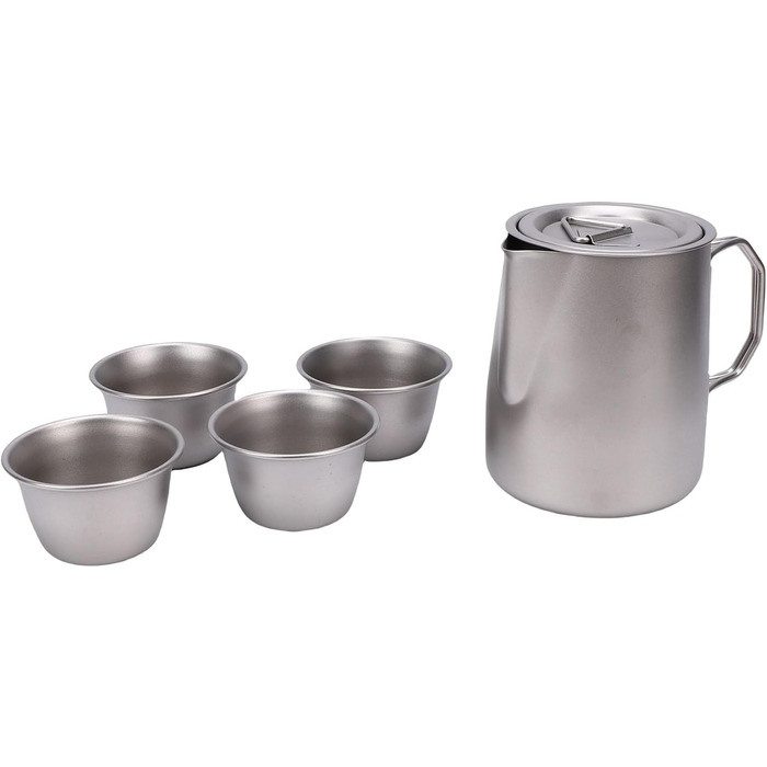 Набір для чаю з нержавіючої сталі Bnineteenteam, портативний чайник з ситечком та 4 чашки в чохлі для кемпінгу