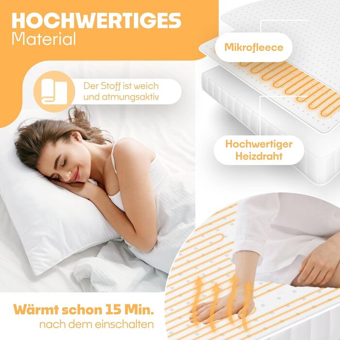 Підлога KESSER з підігрівом 150x80 см з автоматичним вимкненням та дистанційним керуванням Підлога з 3 температурними режимами Підігрів наматрацника М&39яка флісова підігріта ковдра, біла, 150 x 80 см - однотонна