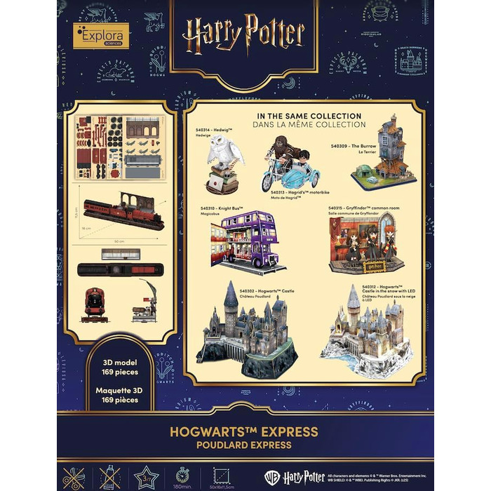 Пазл EXPLORA Гоґвортс-Експрес офіційна ліцензія Harry Potter, 172 деталі, без клею та ножиць, розвиваючий конструктор, подарункова модель (8), 3D-