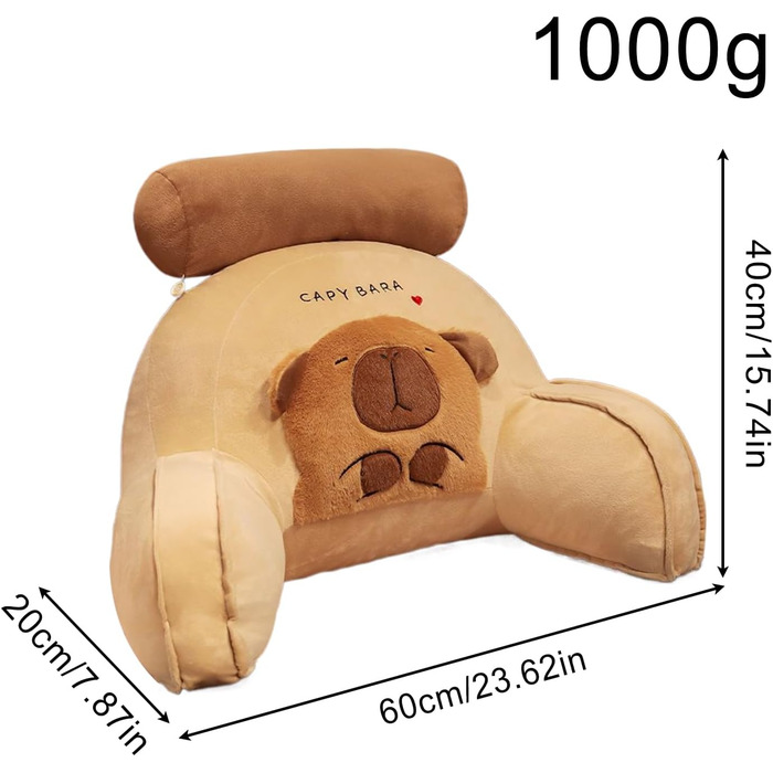 Зручна подушка для читання Подушка Capybara зі спинкою та підлокітником Подушка для читання з опорою для спини Підголівник та підтримка шиї для читання, відпочинку та перегляду телевізора