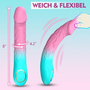 Фалоімітатор Beslow з вібрацією, стимуляція G-точки та анальна стимуляція, 10 режимів вібрації