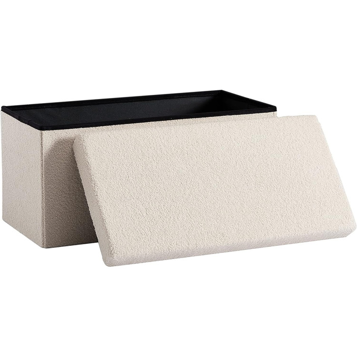 Лавка/куб для зберігання Zedelmaier з плюшевою тканиною для ніг/скринею/ящиком для зберігання, складна, вантажопідйомність до 300 кг, знімна кришка, 76 x 38 x 38 см (бежевий-76) 38Г x 76Ш x 38В см бежевий