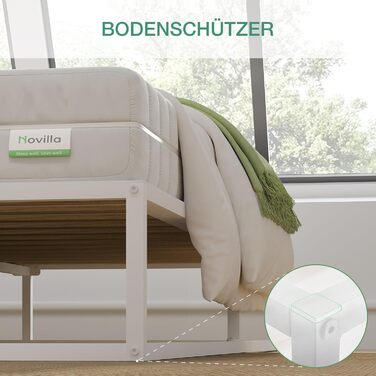 Каркас ліжка Novilla 160 x 200 см, висота каркаса ліжка 25 см, каркаси ліжка з рейковою основою, дерев&39яна рейкова опора, місце для зберігання під ліжком, білий 160 x 200