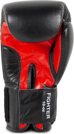 Боксерські рукавички BENLEE Fighter Leather 12 oz, чорні/червоні, одинарні