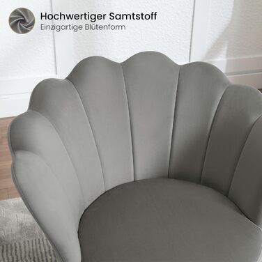 Крісло-крило WOLTU, квіткова форма, крісло-туалет, вітальня, спальня, балкон, з оксамитовою оббивкою, металеві ніжки, сірий