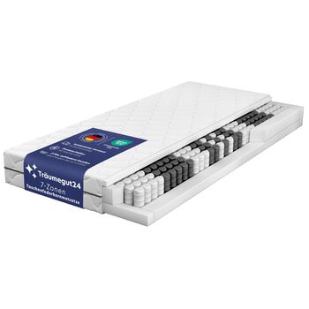 Матрац Trumegut24 з пружинами Pocket Spring 90 x 200 см Висота 21 см Розмір та жорсткість можна вибрати 7-зонна система для ергономічного сну Сертифіковано Oeko-TEX Матрац, що згортається (90x200, H2&H3) 90 x 200 см H2&H3