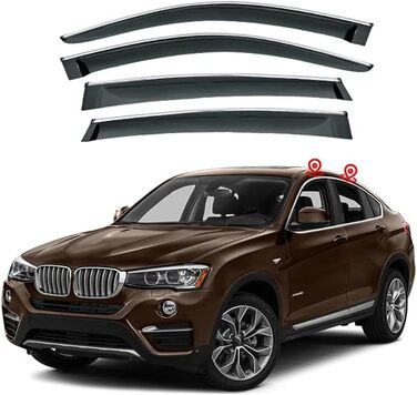 Автомобільний дефлектор вітру Дефлектор дощу для BMW X4 F26 2013-2017, Сонцезахисний козирок на вікно автомобіля, 4 шт.