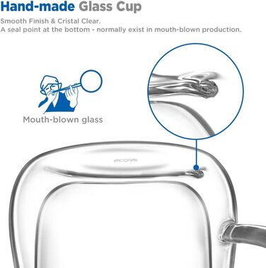 Набір склянок для латте макіато з подвійними стінками Скляні чашки з боросилікатного скла Скляний набір 2 скляних скляних склянок