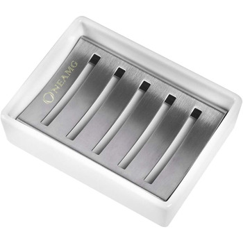 Мильниця OneAmg, керамічне сидіння з нержавіючої сталі SUS 304, тримач для мила, подвійна мильниця без свердління для ванної кімна