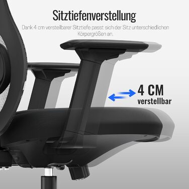 Офісне крісло року 2026, ергономічне робоче крісло з підголівником, 2D поперековою опорою та 4D підлокітниками, обертове крісло для здорового сидіння, для домашнього офісу та офісу, універсальні колеса, 150 кг Black Plus (універсальні колеса)
