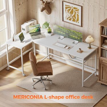 Комп'ютерний стіл Mericonia, 160 x 80 см, метал / дерево, білий