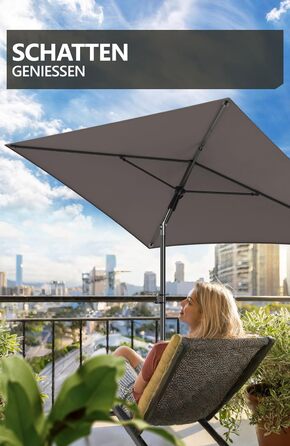 Парасолька 4smile Parasol Balcony SunnyShade Plus 200 x 125 см для захисту від ультрафіолету UV50 із захисним чохлом  темно-коричнева