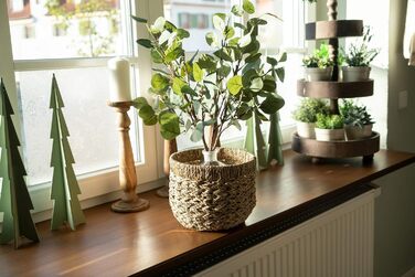 Круглий плетений кошик для зберігання Decorasian, виготовлений з екологічно чистої морської трави - діаметр 25 см, натуральний колір