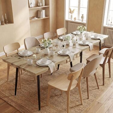 Обідній стіл HOMCOM, Кухонний стіл для 4 осіб, 110 x 70 см Сучасний обідній стіл у скандинавському стилі зі сталевим каркасом, імітація дерева для кухні, їдальні, дуб