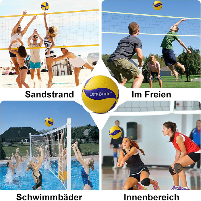 Волейбольний м'яч Lemondo Soft Play Pro (з насосом), Водонепроникний, Для пляжу/басейну та приміщень, Тренувальний/Ігровий