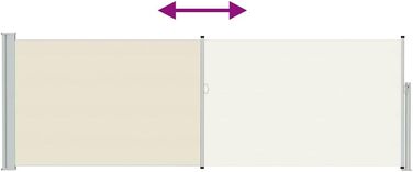 Розсувний бічний тент, сонцезахисний тент, екран для конфіденційності, вітрозахисний екран, бічна рулонна штора, тент для бічної стіни для балкону, саду та тераси, 100x300 см, кремовий