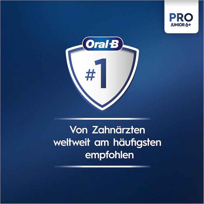 Електрична зубна щітка Oral-B Pro Junior для дітей віком від 6 років, датчик тиску, 3 режими чищення, включаючи чутливу для догляду за зубами, мяка щетина та таймер, розроблений Braun, зелений