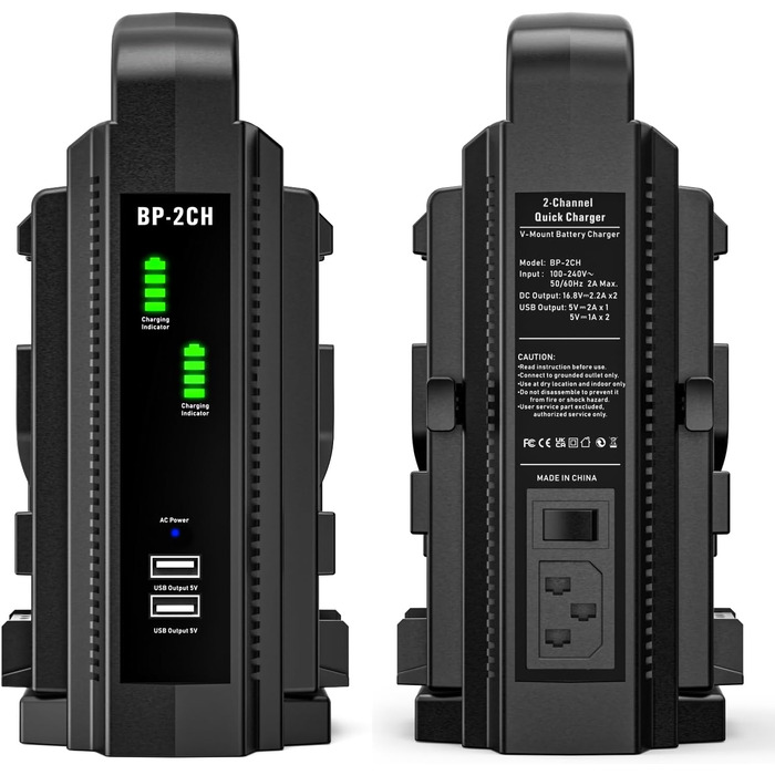 Зарядний пристрій для акумуляторів V Mount, двоканальний адаптер живлення PowerTrust 16,8 В постійного струму, швидкий зарядний пристрій для акумуляторів Sony V Mount/V Lock