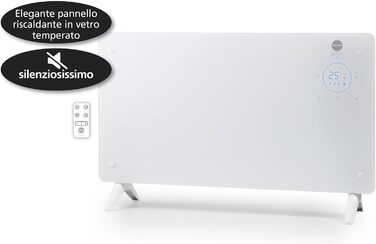 Скляний конвектор MACOM Enjoy & Relax 937 Thermo-Glas, елегантний обігрівач із загартованого скла, швидкий нагрів, 1000/2000 Вт, Tlc, 24-годинний таймер, термостат, настінний монтаж (кріплення в комплекті)