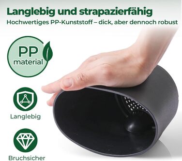 Пластиковий квітковий горщик T4U 16,5 см з системою поливу, набір із 6 самополивних кашпо з блюдцями, круглі кашпо для кімнатних та балконних садових рослин, сукулентів, кактусів, чорний 16,5 см чорний