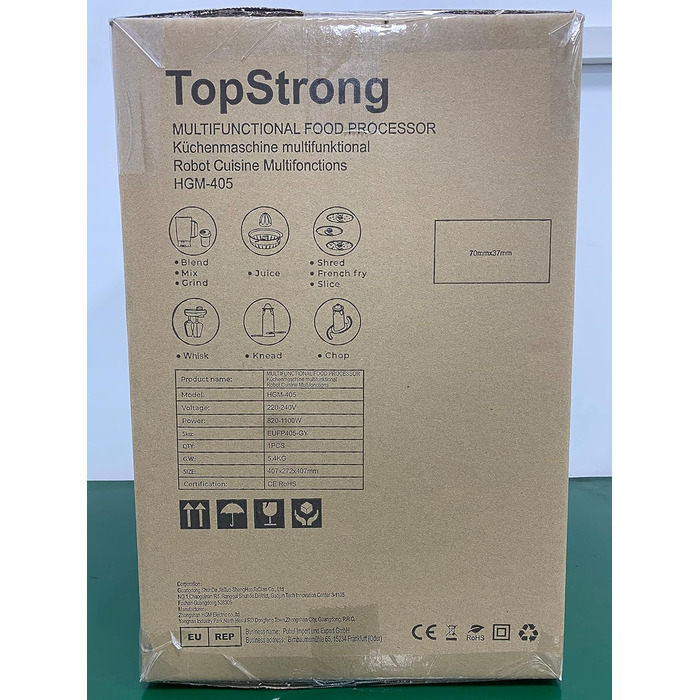 Кухонний комбайн TopStrong 1100 Вт, багатофункціональний кухонний комбайн, 11 функцій комбайн для кухонного подрібнювача, чаша 3,2 л і контейнер 1,5 л, міні-подрібнювач, оновлений ріжучий диск, соковижималка для цитрусових, лезо для подрібнення тіста сіро