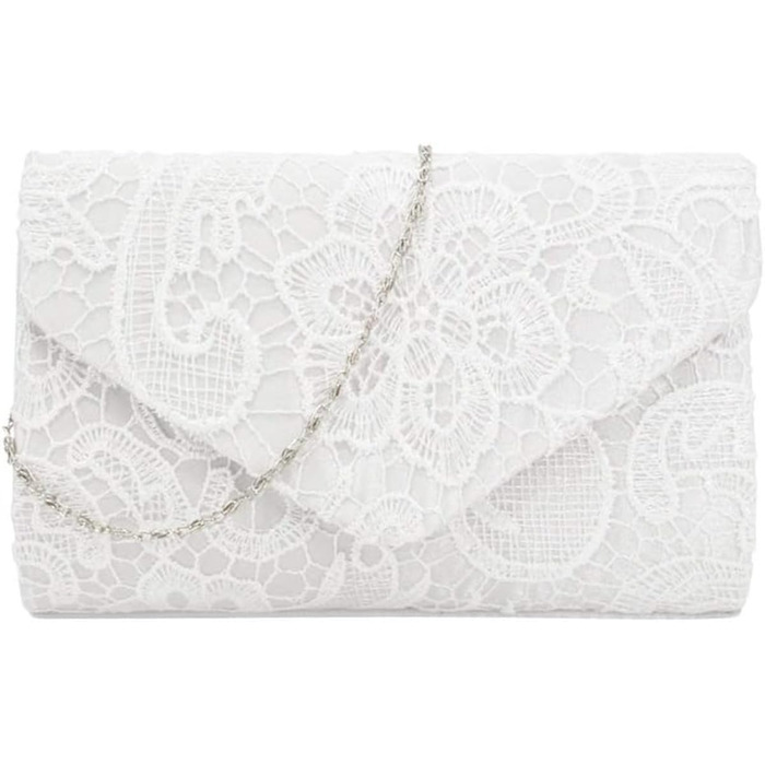 Клатч з мереживною накладкою, жіночий клатч, квітковий візерунок, мереживо, елегантна сумочка для вечірок та весіль 01 Білий