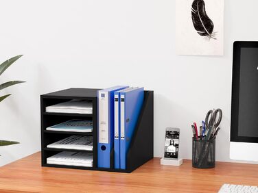 Відділення дерев&39яний органайзер для офісного столу формату A4 Тримач для документів Лоток для файлів Тримач для журналів Лоток для листів Організатор для паперових журналів, чорний, 6-