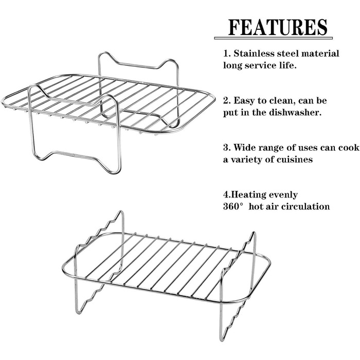 Набір аксесуарів для фритюрниці Ninja з 10 шт. , включаючи силіконову накладку та подвійні стійки для аерофритюрниці та 100 шт. паперову подушечку та силіконові рукавички для Ninja Dual AF300EU AF400EU (Silver2)