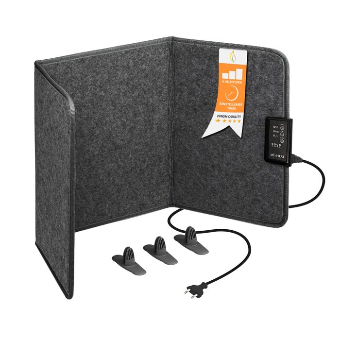 Інфрачервоний обігрівач для столу Mi-Heat 260 Вт Окремостоячий обігрівач для офісного столу, робочого місця під столом Температура до 60C, складний, сірий