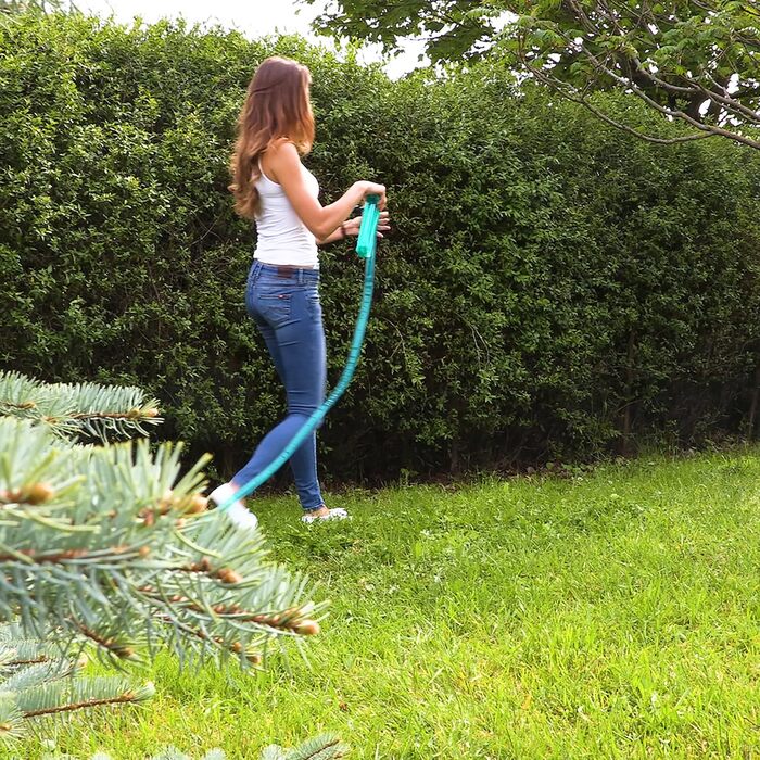 Поливальний шланг-плоский, 15 метрів, з отворами для саду, готовий до підключення, зелений