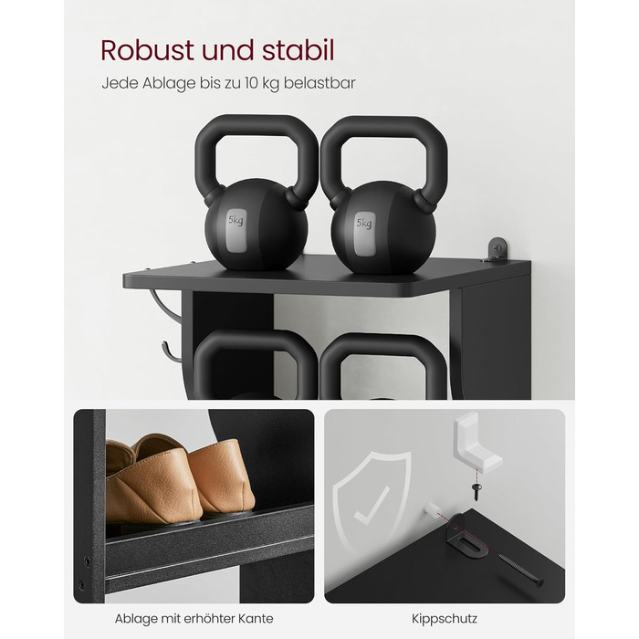 Вузька полиця для взуття, окремостояча полиця з 7 рівнями, компактна, для вхідної зони, кутова, для зберігання взуття, чорна LBS200T16 7 рівнів чорного кольору