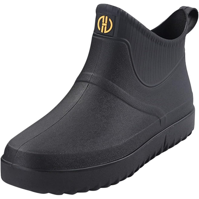 Жіночі та чоловічі водонепроникні гумові чоботи до середини стелі, нековзне гумове взуття, гумові чоботи до щиколотки, модні гумові чоботи, зручні, дихаючі садові туфлі, 01-чорний, розмір 41