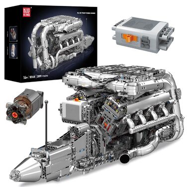 Двигун Mold King 10168 Technic V8, модель високотехнологічного двигуна з подвійним турбонаддувом на 2899 деталей, набір будівельни