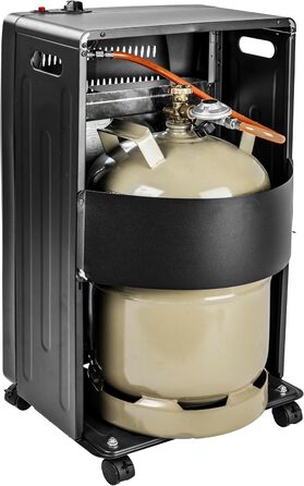 Газовий обігрівач Gde GGH 4200 K (4200 Вт, 3 рівні нагріву, п&39єзорозпалювання, портативний, робочий тиск 50 мбар, керамічні нагрівальні елементи, термозапобіжник, 4 фіксуючі ролики, вкл. газовий шланг та регулятор тиску)