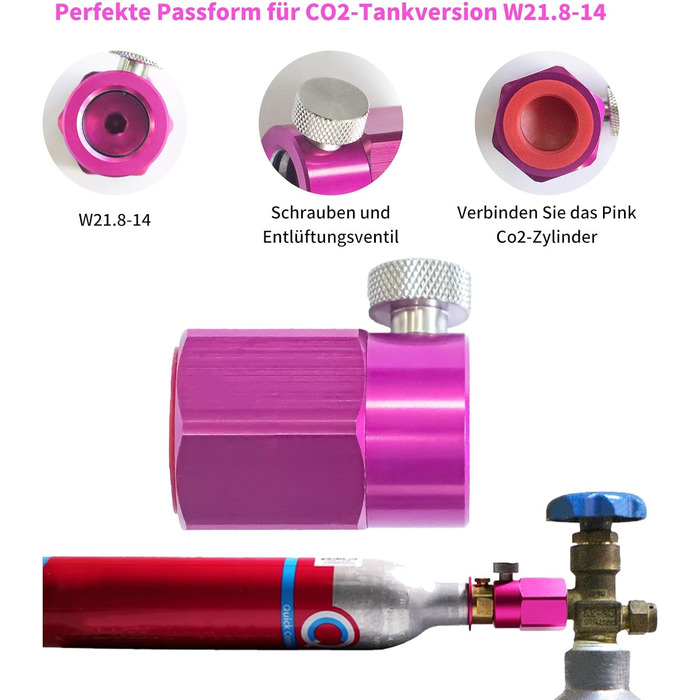 Швидкий адаптер для заправки CO2 SZBYH, швидкий адаптер для балона CO2, сумісний з SodaStream Duo, Terra, Art, Gaia, Crystal 3.0, E-Duo, компактний адаптер для передачі циліндрів CO2 для підключення пляшки W21.8-14