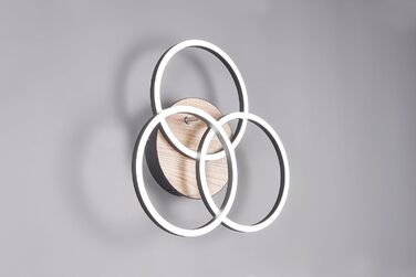 Стеля LED-світильник Reality Circle R62823135, матовий чорний метал та імітація дерева, 27 Вт, з пультом, димером, зміною кольорів та нічним світлом
