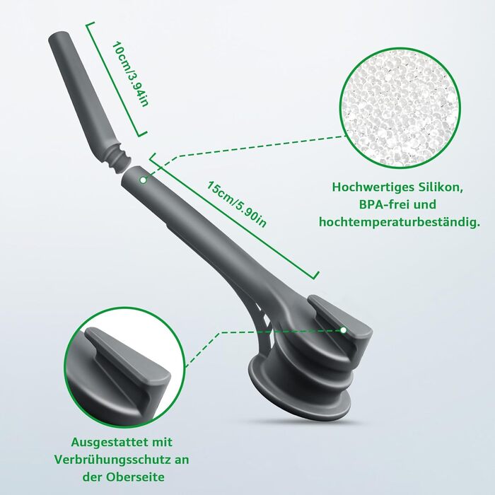 Для Thermomix TM6 MCC Steam Diversion - відведення пари (екстра довге) для аксесуарів Monsieur Cuisine Smart Thermomix, силіконовий конденсатовідвідник для кухонних навісних шаф, захисна плівка зі щіткою Extra Long версія (труби 15 см 10 см)