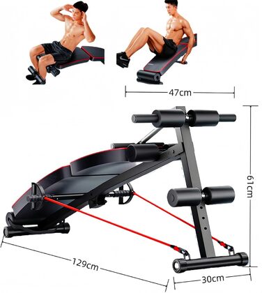 Складана лава для сидіння, багатофункціональна лава з регульованою висотою, з м&39якою пружинною підсилювачем, тренажер для пресу для вправ у тренажерному залі або вдома