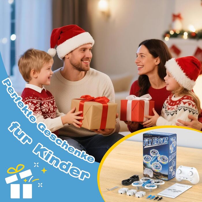 Міні-дрон для дітей – радіокерований літак-дрон з LED-світлом, для віку 6–10 років, для приміщень та вулиці, подарунок на Різдво та день народження для хлопчиків та дівчаток, 3 батарейки, поворот на 360°