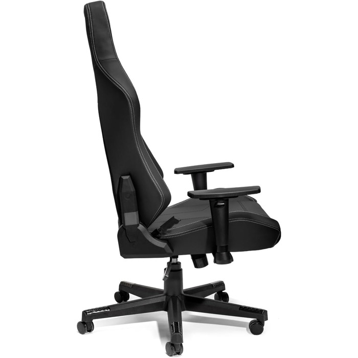 Ігрове крісло Sparco, регульована спинка 150, 2D підлокітники, поперекова підтримка, штучна шкіра, 60 x 60 x 100 см (чорний з срібною прострочкою) чорний зі срібною прострочкою